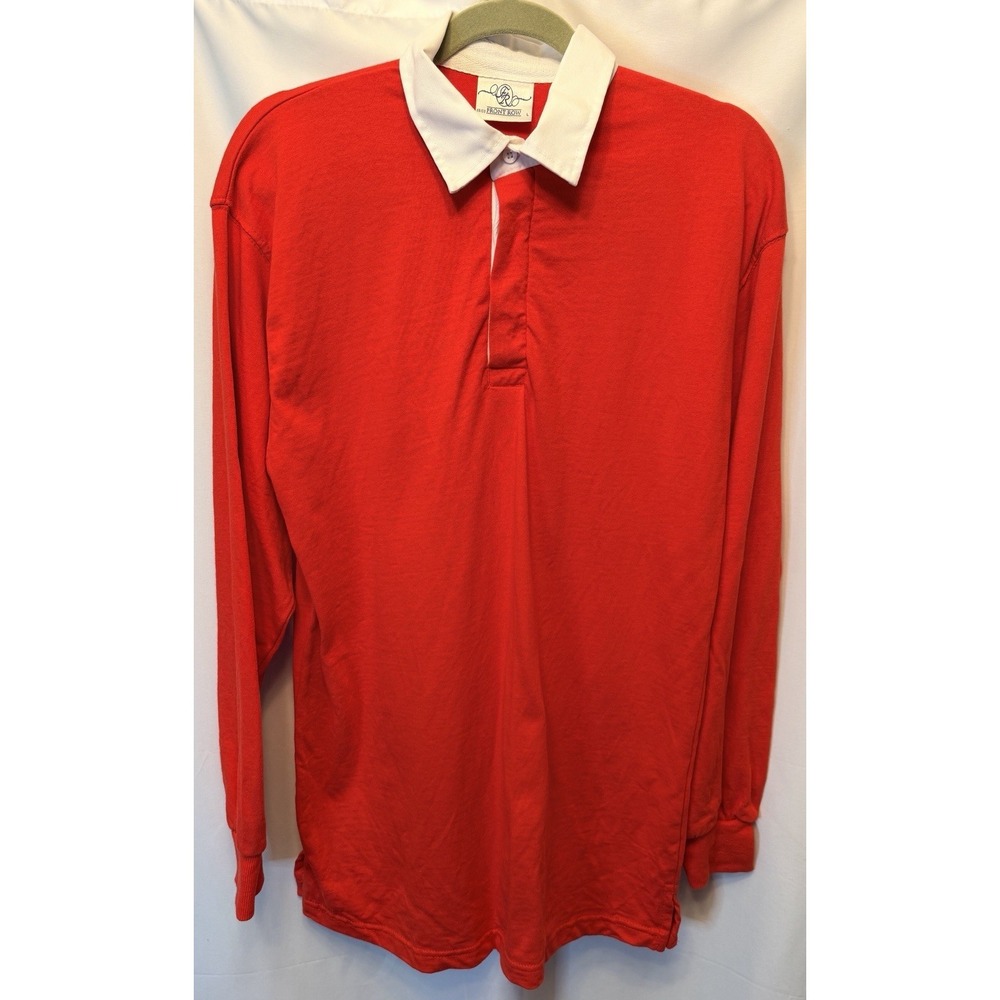 Front Row Size Large Heavyweight Red Rugby Polo Long Sleeve Shirt Preppy Knit